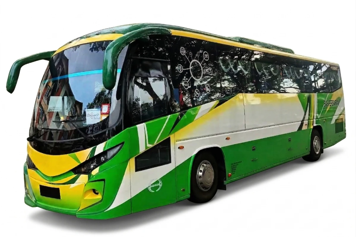 Exterior view of 20 to 44 seater coach bus for large group SG to JB transfer