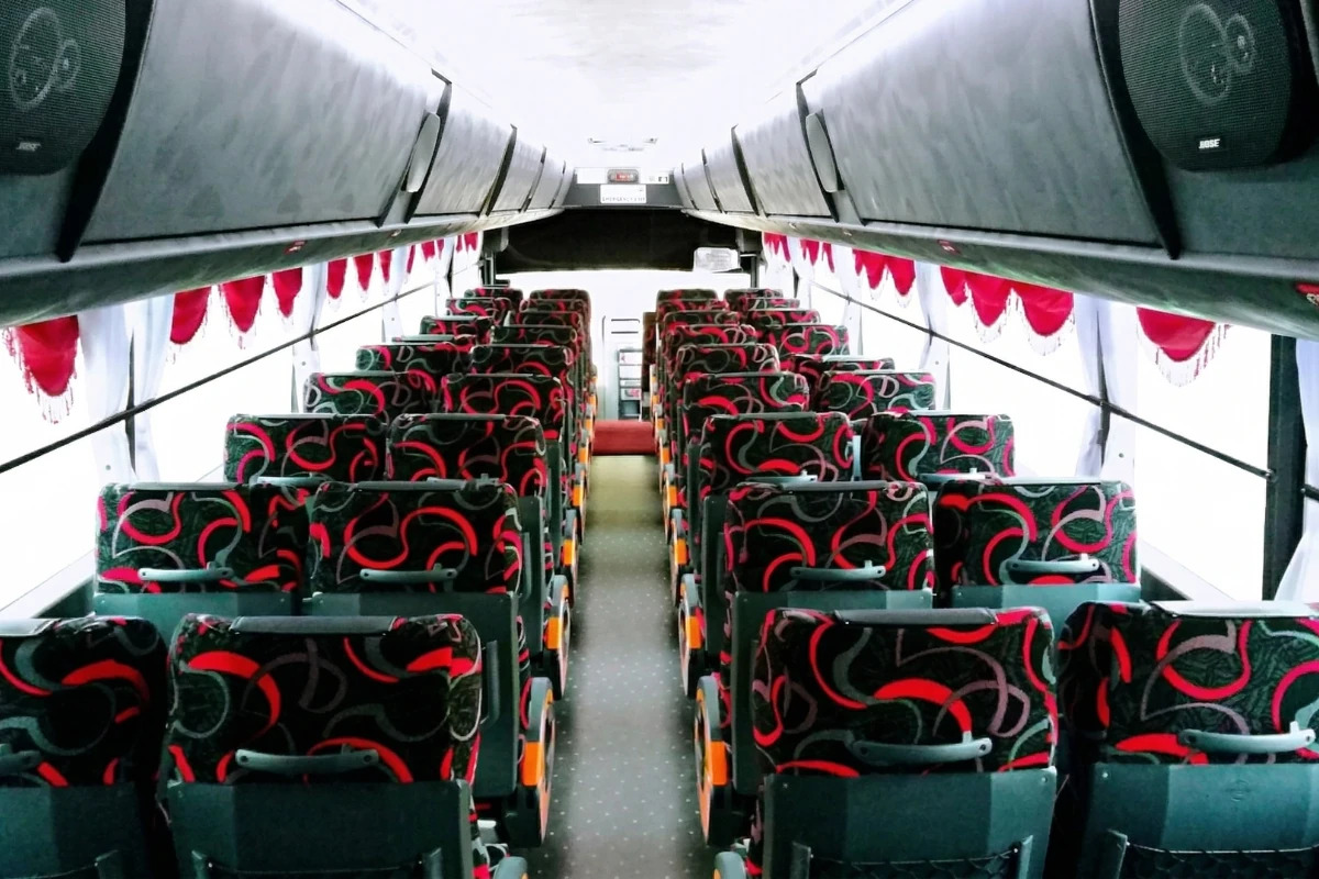 Interior aisle and maximum seating capacity of 44 seater coach bus SG to JB