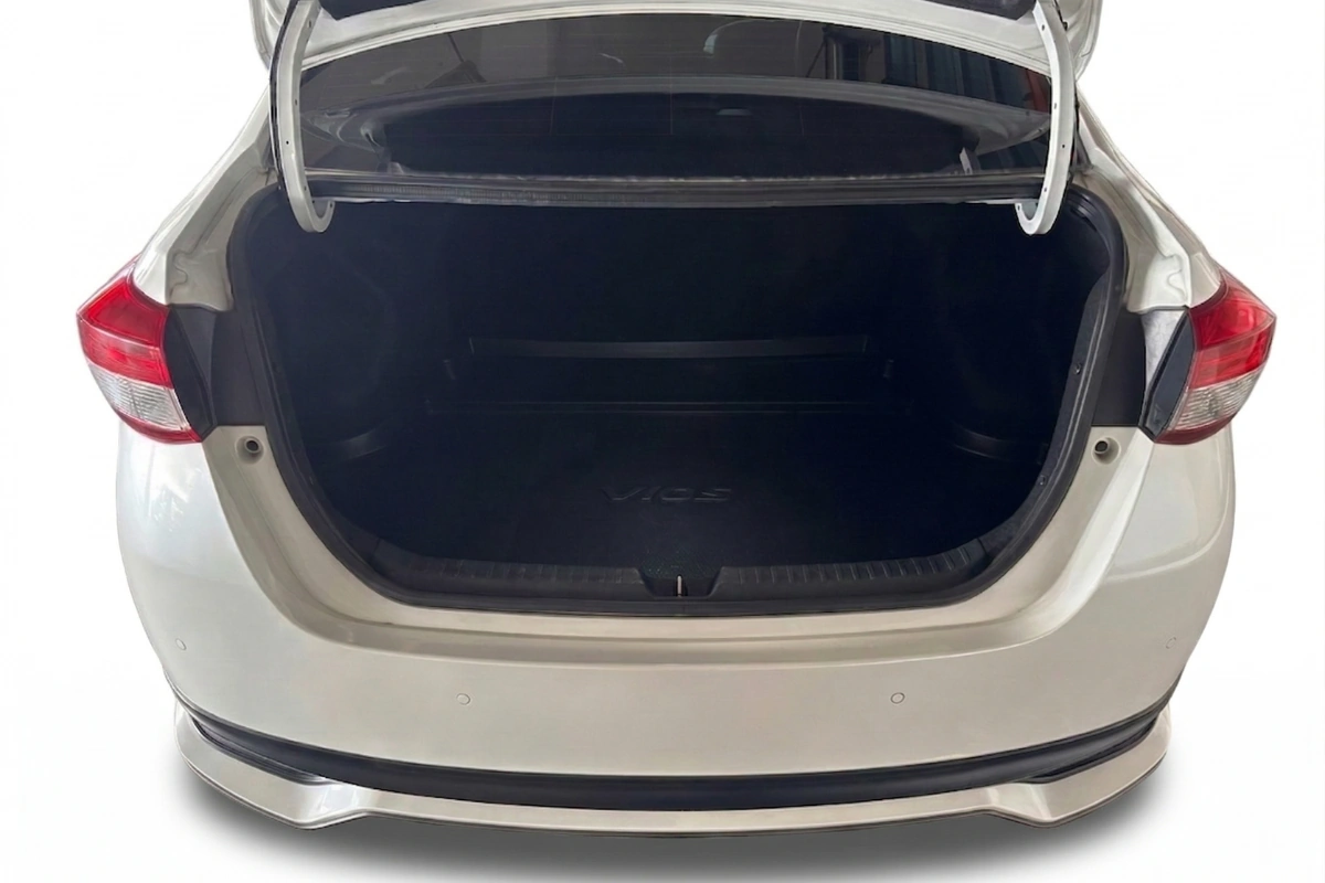 Two medium luggages fitting perfectly inside 5 seater private car SG to JB trunk