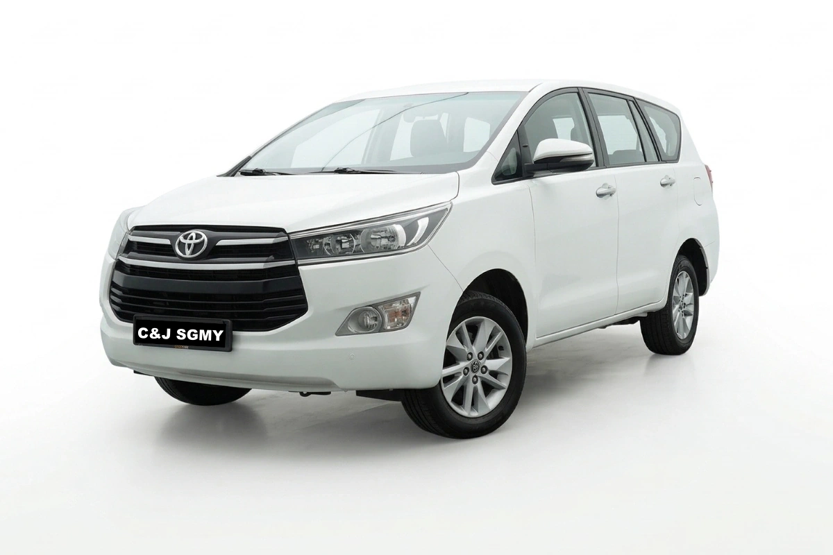 White Toyota Innova exterior view for 7 seater private car SG to JB transfer