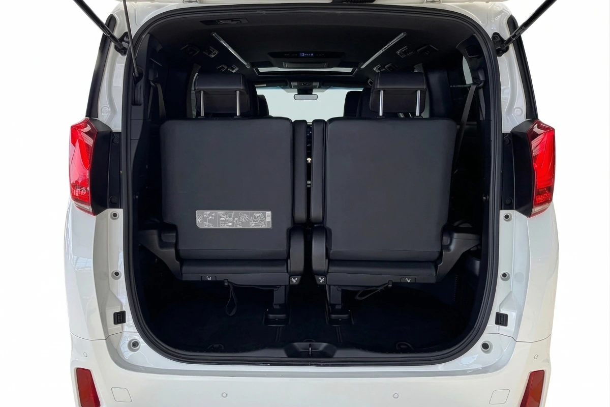Trunk space and luggage setup in Toyota Alphard luxury 7 seater private car SG to JB