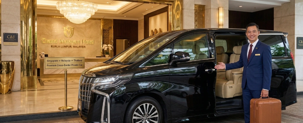 C&J Private Car provides premium cross-border private car service from Singapore to Kuala Lumpur with professional Chinese drivers and stay-in-car border clearance.