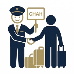 Chauffeur holding meet and greet sign at Changi Airport arrival gate for Singapore to Malaysia private car transfer.