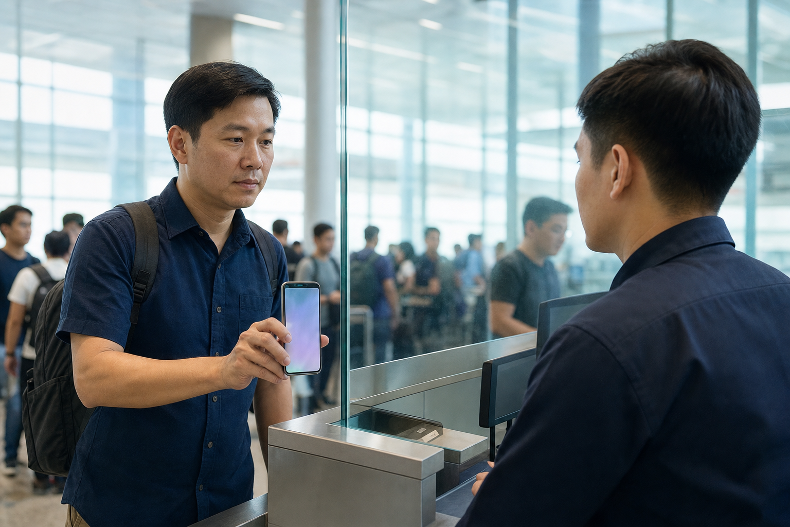 Showing a QR code at Singapore Malaysia checkpoint